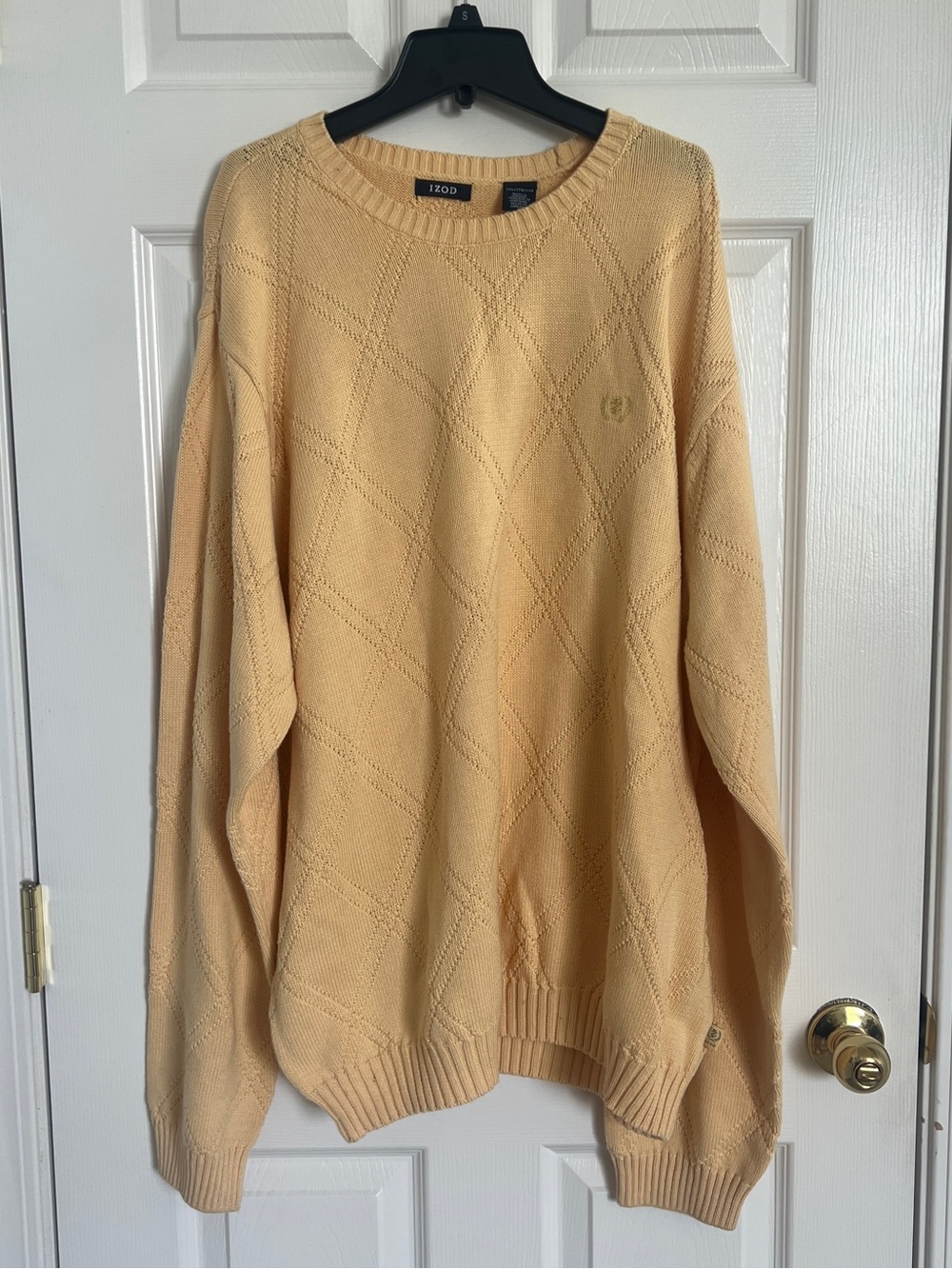 Izod Textured Diamond Knit Crewneck Sweater Men’s XXL Butter Yellow